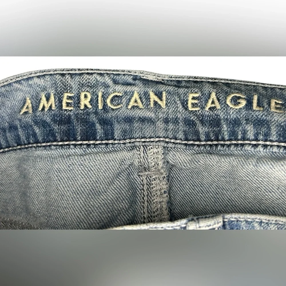 American Eagle Highest Rise Mom Short Blue Plaid Denim Women’s Size 4 Preppy